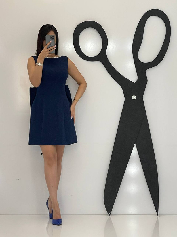 پیراهن مجلسی زنانه یقه مرواریدی پشت باز